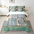 thumbnail image 2 of Erosebridal Romantic Farmhouse Bedding Sets Twin Size,Rustic Lodge Cabin Comforter Sets with Sheets,Old Barn Door Decor,Teal,Reversible,7pcs, 2 of 5
