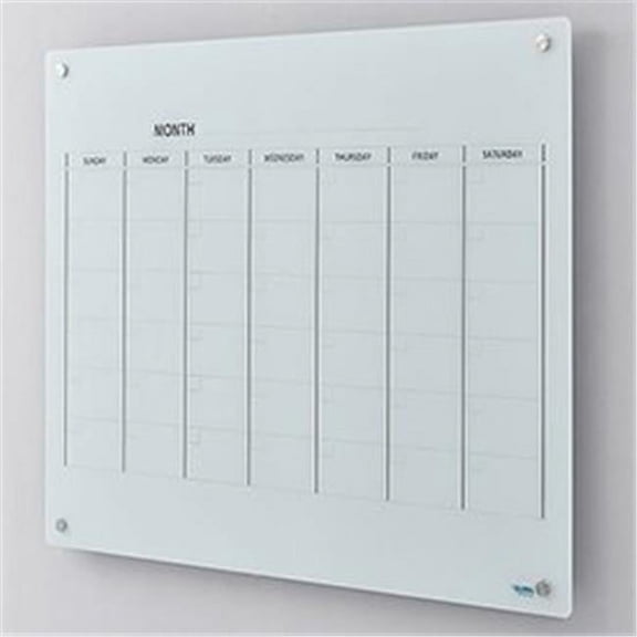 Glass Calendar Whiteboard, 48 x 36 in. - Magnetic - White