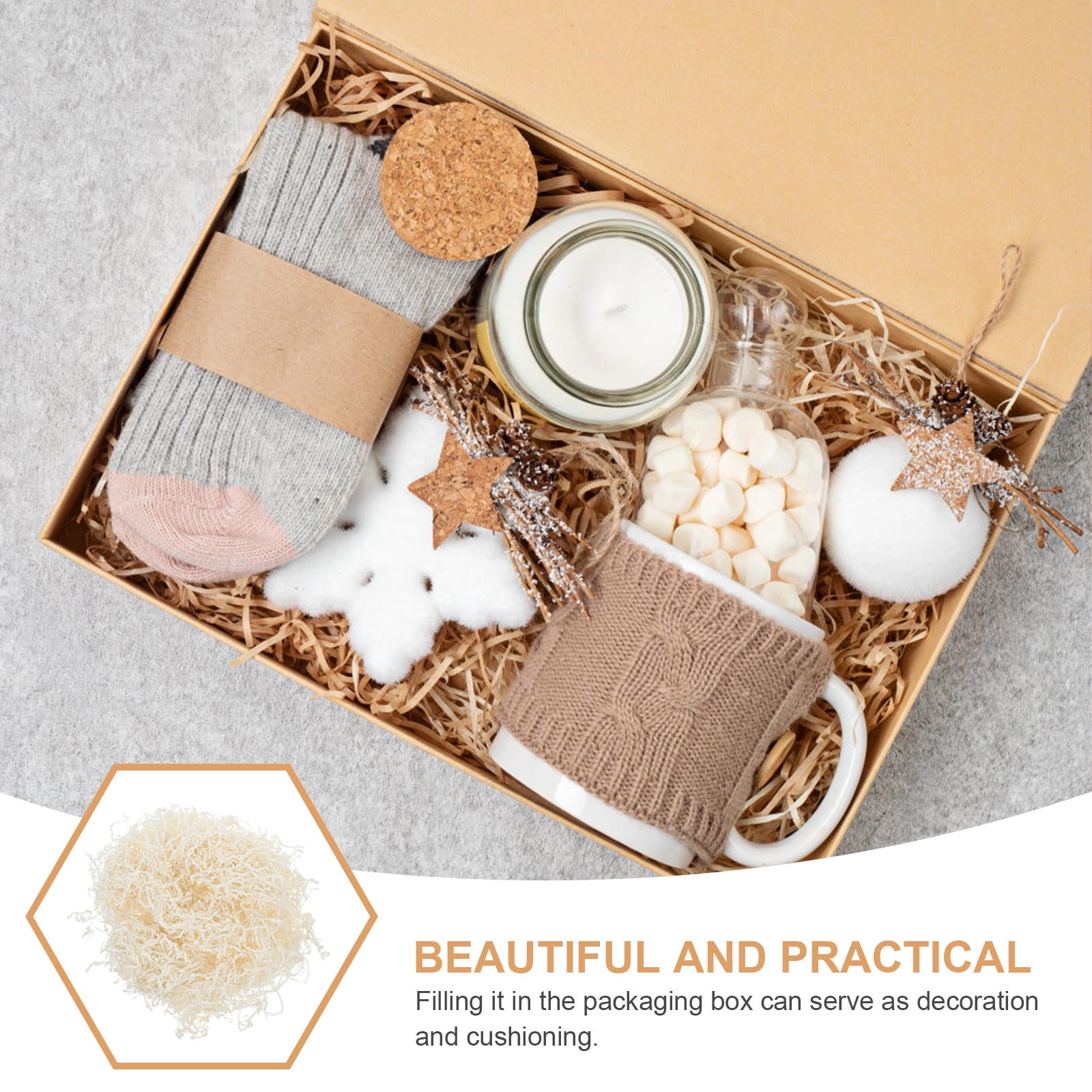 BESTYASH Elegant Ivory Crinkle Paper Packaging Filler for Wrapping and Shock Absorption, 1 Pack for Birthdays and Special Occasions