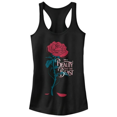 Beauty and the Beast Juniors' Rose Petal Logo Racerback Tank (The Best Tank Tops)
