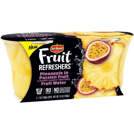 Del Monte Fruit Refreshers Pineapple in Passion Fruit Water, 7 oz Cup, 2 Count Box