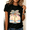 Black, variant on Women's Casual Round Neck Short Sleeve T-Shirt With Tropical Palm Tree Sunset Print Perfect For Summer Beach Outfits