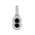 thumbnail image 3 of Mauli Jewels Engagement Necklace for Women 0.50 Carat Unique Design Two Stone Black Diamond Pendant 4 prongs 14K White Gold With 18'' Chain|Silver Chain, 3 of 6