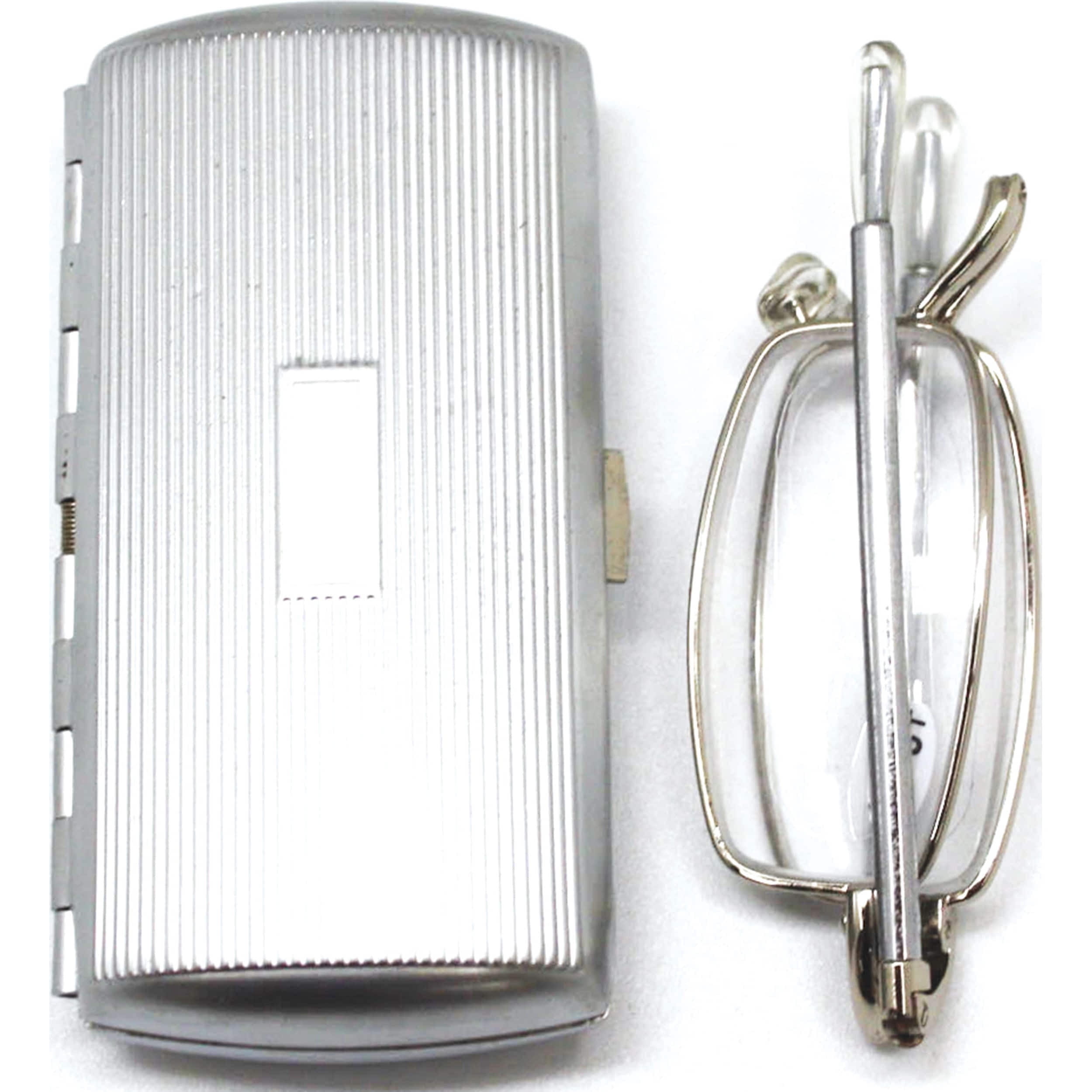 Fashion Silver-Tone 1.00 Magnification Folding Glasses In Metal Case (6 X 6) Made China gm12431