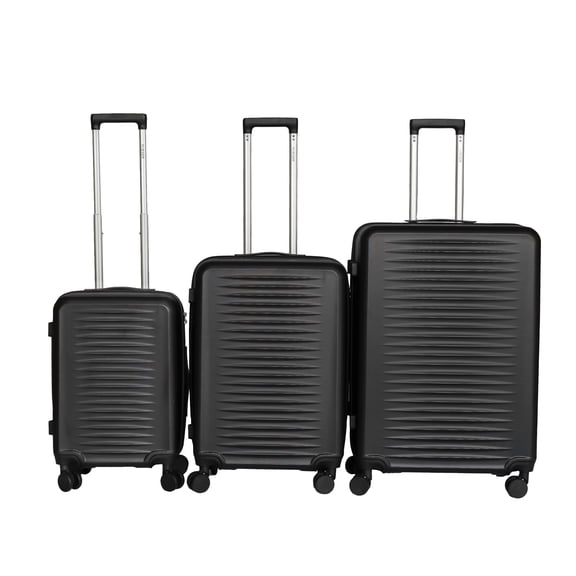 Lightweight 3-Piece Hardshell Spinner Luggage Set, Black