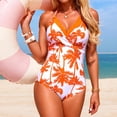 thumbnail image 6 of Women's One Piece Bikini Swimsuit Athletic Swimwear Sporty Swimsuit for Pool Beach Activities,Saffron,M, 6 of 7