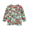thumbnail image 4 of Girls Fruit Apple Print Tops 3/4 Sleeve Round Neck Casual Daily Fall Teen Blouses, 4 of 4