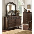 thumbnail image 3 of Bedroom Furniture Traditional Formal Queen Size Bed Dresser Mirror Nightstand 4pcs Set Dark Brown, 3 of 7