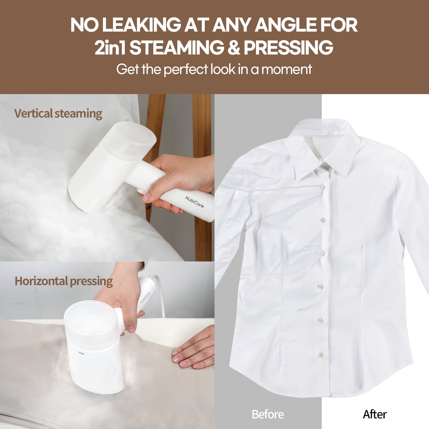 HubiCare Dual Voltage 120V - 220V Portable Handheld Steam Garment Steamer Foldable: Effortless Wrinkle Clothes Steam Iron Removal 25-Second Fast Heat-up, 1000W, Home & Travel