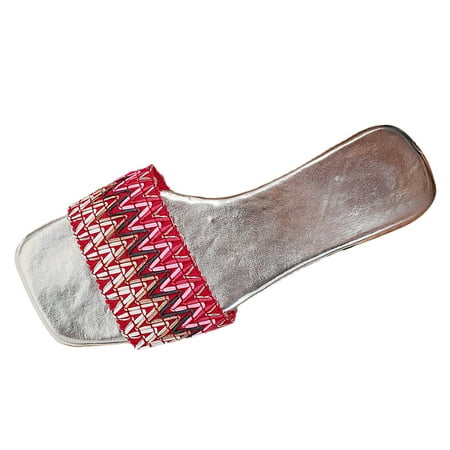 

Yzengfg 2024 Spring New Women s Shoes Flat Bottom Colorful Ribbon Slippers Women s Casual Sandals And Slippers Women s Plaid Slippers for Women Fuzzy
