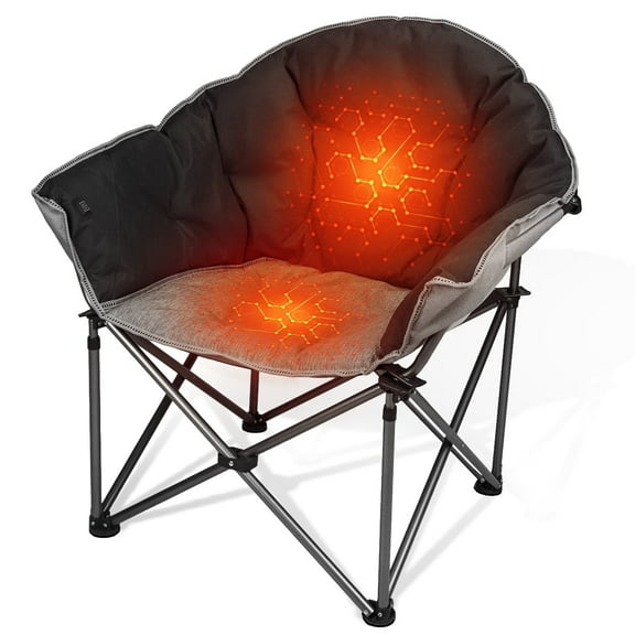 Oversized Heavy Heated Camping Chairs,Heated Folding Chair for Adults Support 450lbs, 3 Heat Levels, Battery Not Included