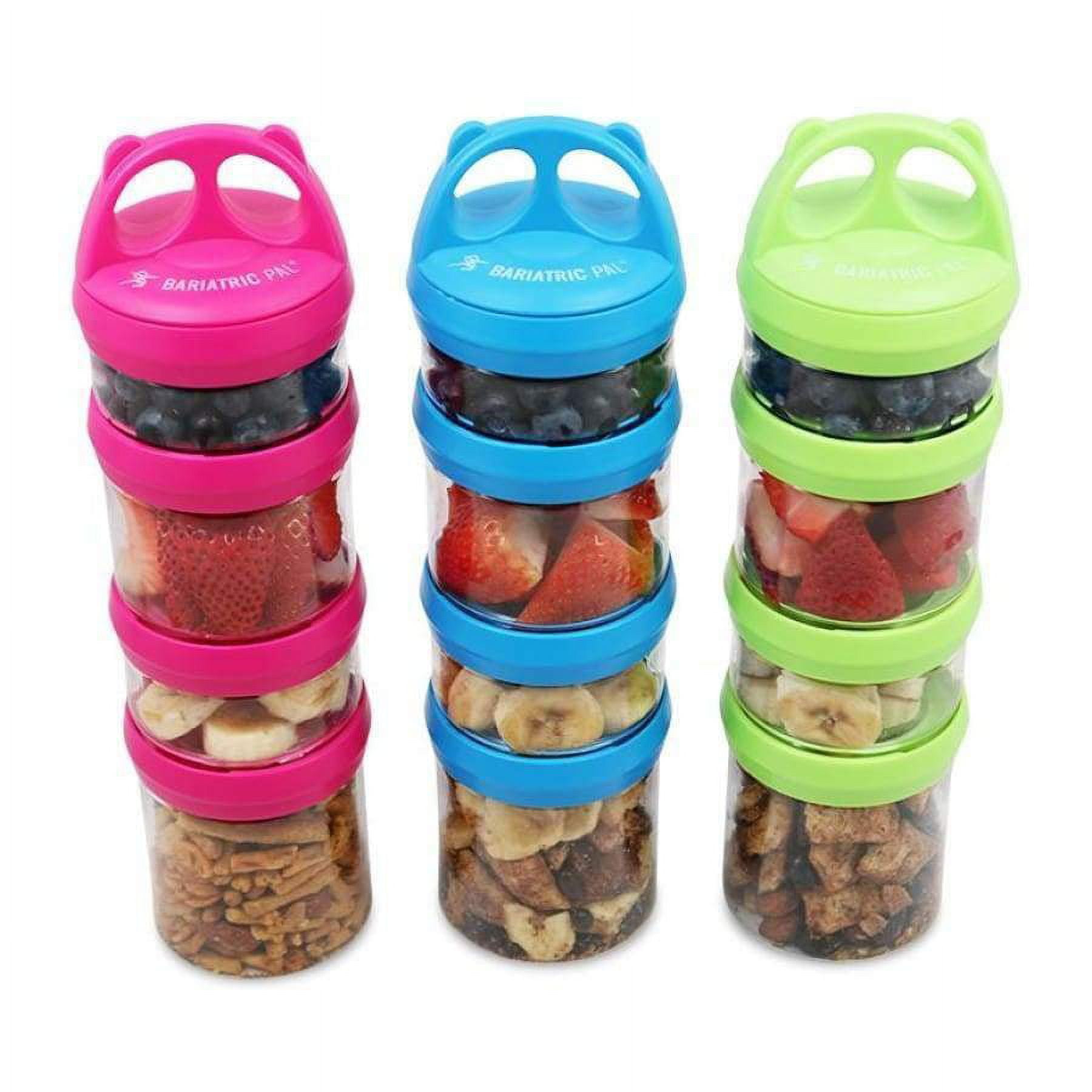 4 Compartment Twist Lock, Stackable, Leak-Proof, Food Storage, Snack Jars &  Portion Control Lunch Box by BariatricPal Color: 3-Color Variety Pack 