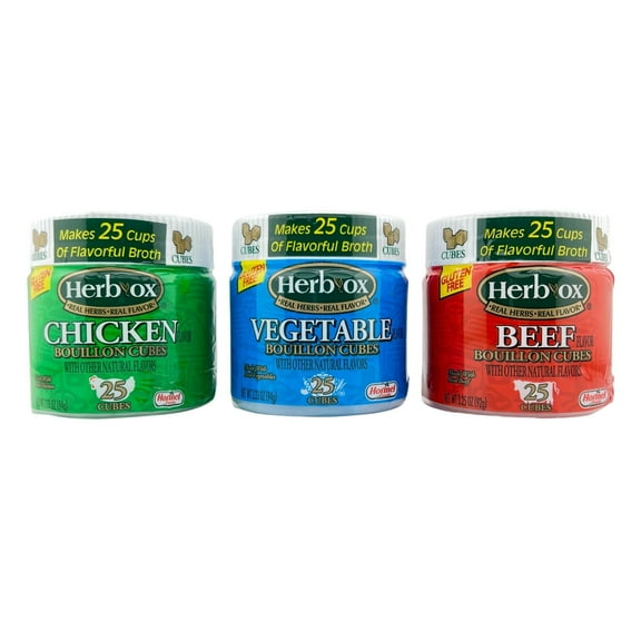 Herb ox Chicken Bouillon Cubes - Beef Bouillon - Vegetable Bouillon Cube - Chicken Seasoning Broth Cubes no msg - 25 Count 3.33-oz (Pack of 3) – NSR One Bamboo Mini Spoon