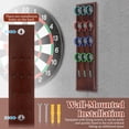 thumbnail image 5 of HKJUNFEI Thickened Wood Wall Mounted Darts Holder Large Capacity Slot Design for 12 Darts for Game Room Apartment ( Red Brown ), 5 of 6