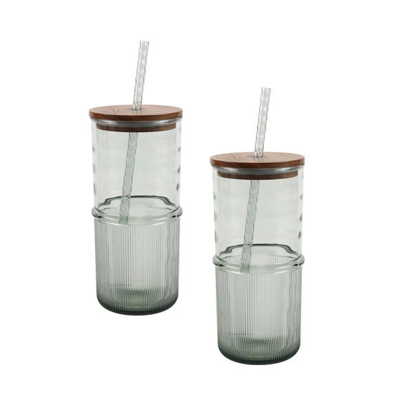 Better Homes & Gardens 2-Piece Green Ribbed Tritan Sipper Tumbler Set