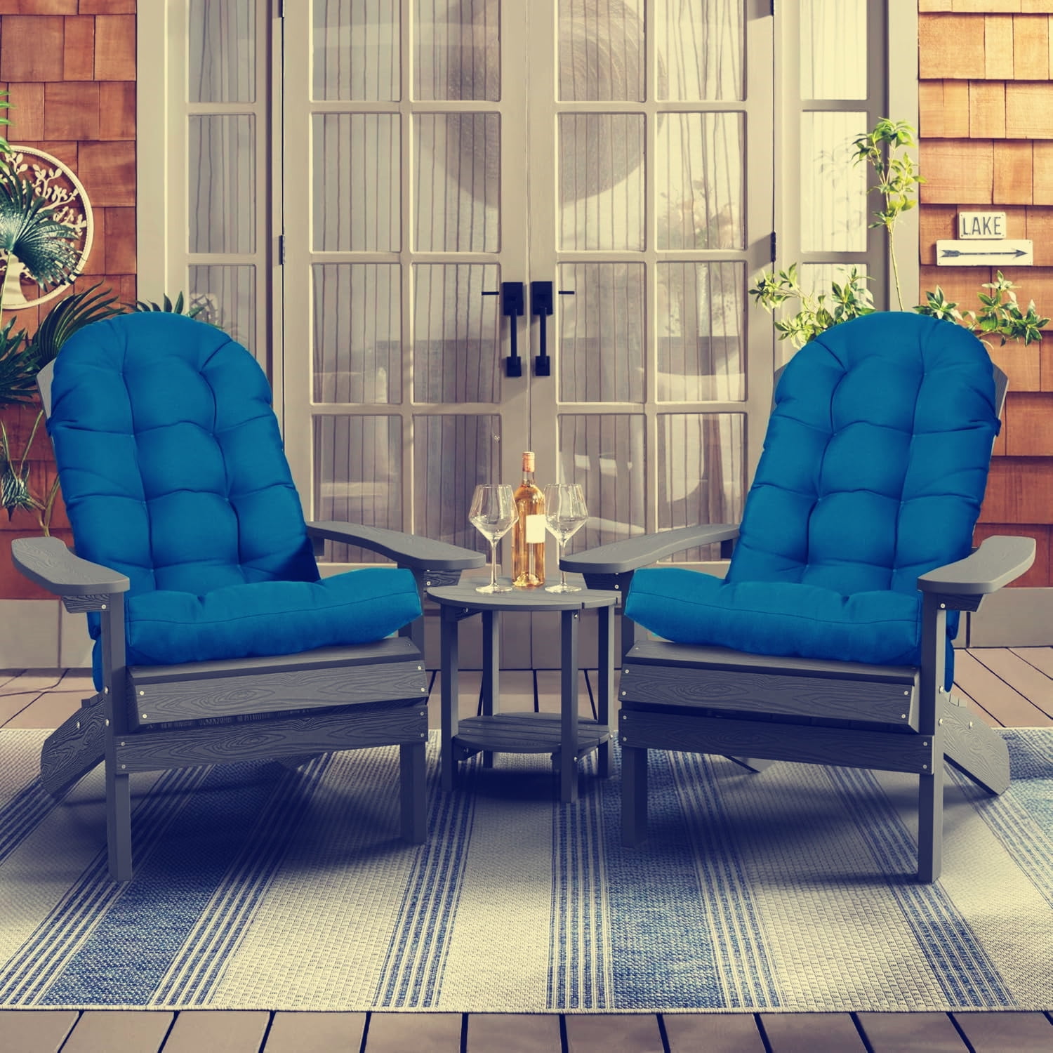 Outdoor Highback Seat Cushion 43.3"*19.7" Waterproof UV Resistant Inlife Rocking Chair Seat Pad for Dining Chairs, Office, Restaurant