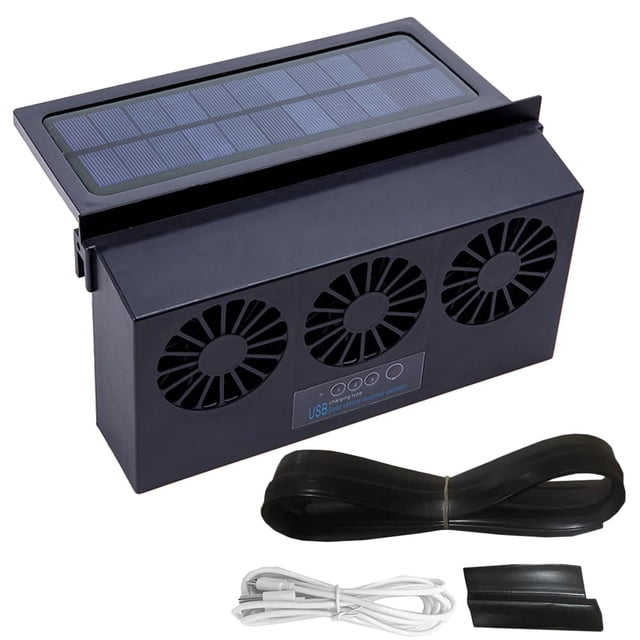 Ventilador solar para coche KACEPAR de 3 ventiladores con tiras de goma