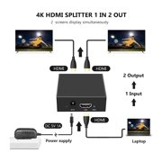 2-Port 4K Video Splitter, Smart HD Media Bridge with 3D Support