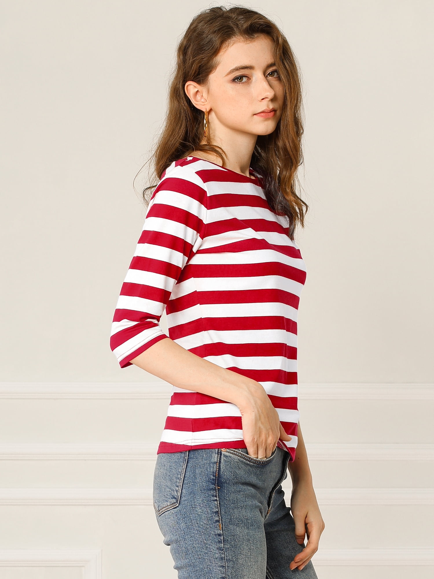 Unique Bargains Women's Halloween Costume 1/2 Sleeve Round Neck Floral Top 2XL Red White