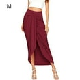 thumbnail image 5 of Qarigey de poliéster para mujer, reemplazo Irregular de otoño, fácil de combinar, Color sólido, plisado, para oficina, viaje, faldas, ropa Prendas para la parte inferior del cuerpo M Rojo, 5 of 5