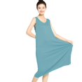 thumbnail image 4 of SWSMCLT Women's Cotton Nightgown Soft Rayon Stretch Long Pajama Dress Summer Tank Sleepwear Comfy Soft Loose Fit Sleeveless Baggy Flowy Light Blue XX-Large, 4 of 4