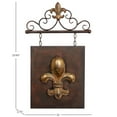 thumbnail image 3 of DecMode Bronze Metal Suspended Fleur De Lis Wall Decor with Scrollwork Hanger, 3 of 10