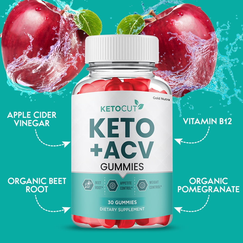 (1 Pack) KetoCut Keto ACV Gummies, Apple Cider Vinegar, Max Strength, 1 Month Supply Dietary Supplement, Made in USA.