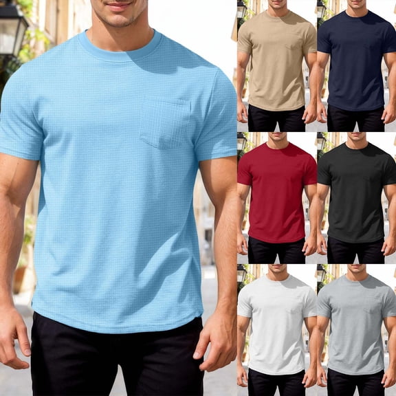 Mens T-Shirt for Golf Short Sleeve Pack Crewneck Cotton Blend Tee Shirt Novelty Undershirt Cotton Tops Summer Casual Plain Short Sleeve (Khaki,XXXL)