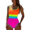 thumbnail image 1 of Traje de baño de una pieza popvil para mujer Tummy Control, color rosa intenso, 1 of 4