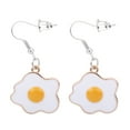 thumbnail image 1 of 1 Pair Poached Egg Dangle Eardrop Earrings Food Charm Excellent Ear Jewelry Gift, 1 of 8
