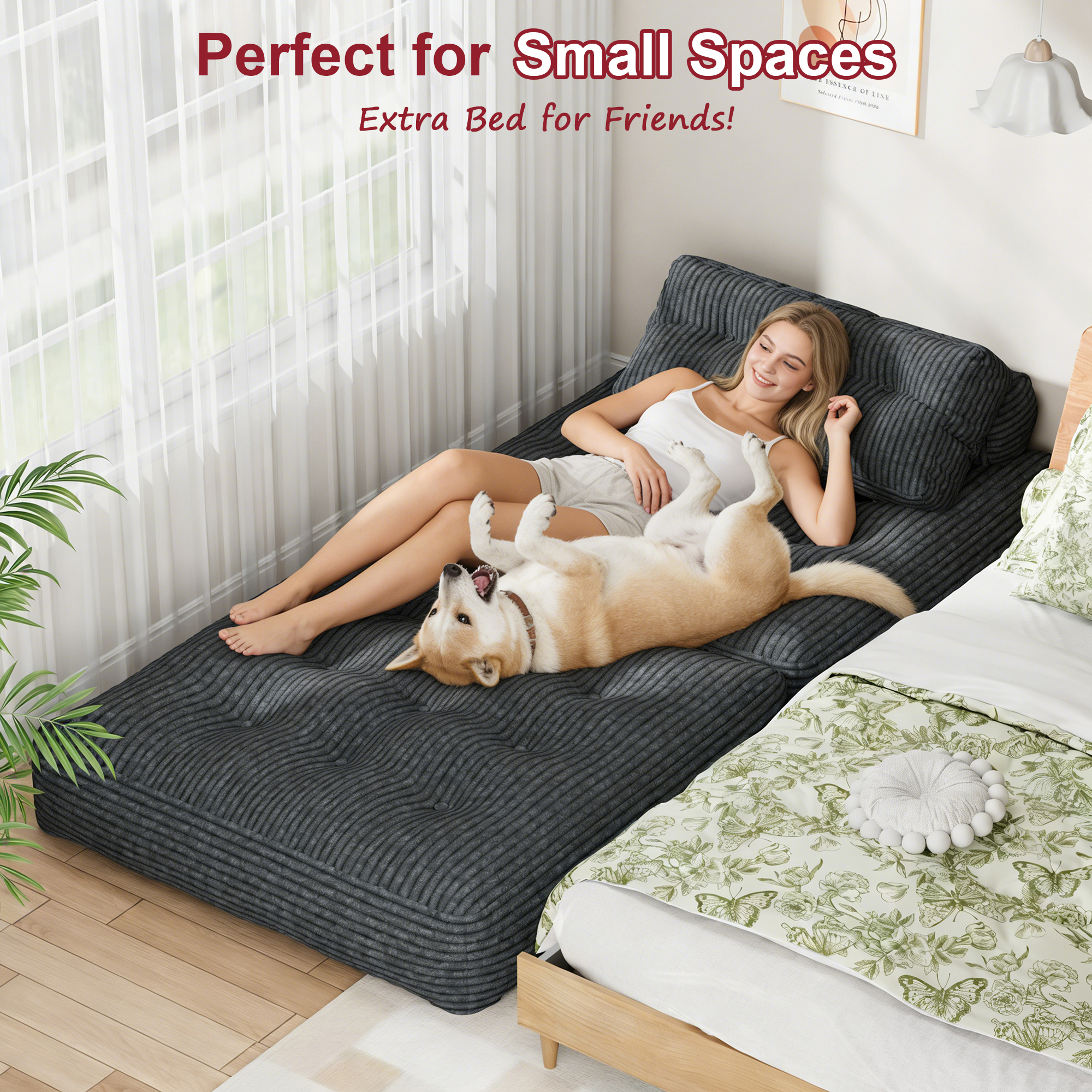 Mr Ironstone 3-in-1 Folding Sofa Bed with Pillow, Grey photo 4