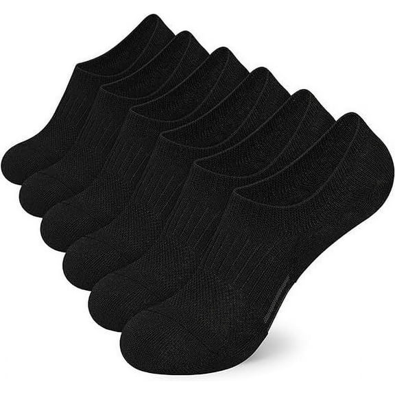 Zhuge 5 pairs of Men’s No Show Anti-Slip Socks with Silicone Heel Grip, Moisture-Wicking Low-Cut Invisible Liners for Casual Wear，Black