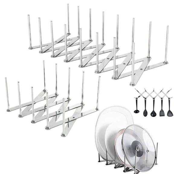 1Pcs Adjustable Pot Lid Organizers, Dish Rack to Store Houseware, Plate Rack While Cooking, Kitchen Cabinet Pantry Pan and Pot Lid Organizer Rack Holder