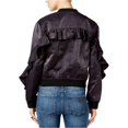 thumbnail image 1 of Guess Mujer Biella Ruffled Bomber Chaqueta, Negro, Grande Guess Chaqueta de bombardero, 1 of 2