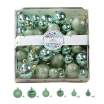 Christmas Tree Ornaments Set, 44 Pack Assorted Shatterproof Hanging Balls Decorations, Plastic Bulbs Bulk with Lanyard for Home Holiday Party Decor, 6-Sizes (Green)