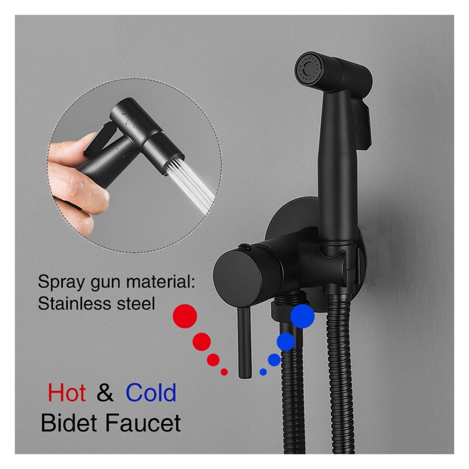 Brass Bidet Faucet Sprayer Black Portable Toilet Bidet Faucet, Hot Cold Water Bathroom Mixer Valve Hygienic Shower ,Leakproof Design
