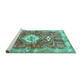 thumbnail image 2 of Ahgly Company Machine Washable Indoor Round Persian Turquoise Blue Traditional Area Rugs, 4' Round, 2 of 4