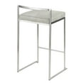 thumbnail image 4 of Fuji Contemporary Stackable Counter Stool In Stainless Steel With Light Grey Cowboy Fabric Cushion - Set Of 2, 4 of 7