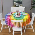 thumbnail image 2 of Rainbow Colorful Round Table Cloth,Wrinkle Free Table Cover with Polyester,Waterproof Reusable Tablecloth for Weeding Birthday Tea Party Decorations (Round,60x60inch), 2 of 6