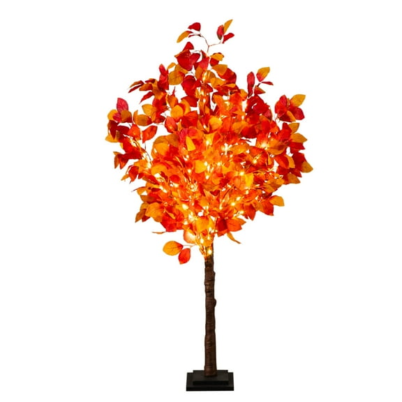 Nearly Natural 4ft. Pre-Lit Autumn Artificial Fall Tree with 160 Warm White LED Lights