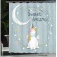thumbnail image 4 of Ambesonne Cartoon Shower Curtain, Night Unicorn Moon, 69"Wx84"L, Blue Grey Multicolor, 4 of 5