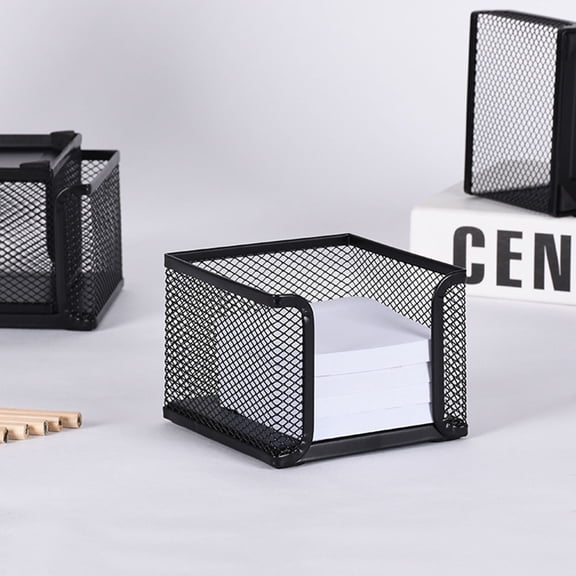 OFFIGAM Metal Desk Organizer Set, Black Notepad Holder 2 Pieces for Office, Home Workspace & Desk Supplies Organization