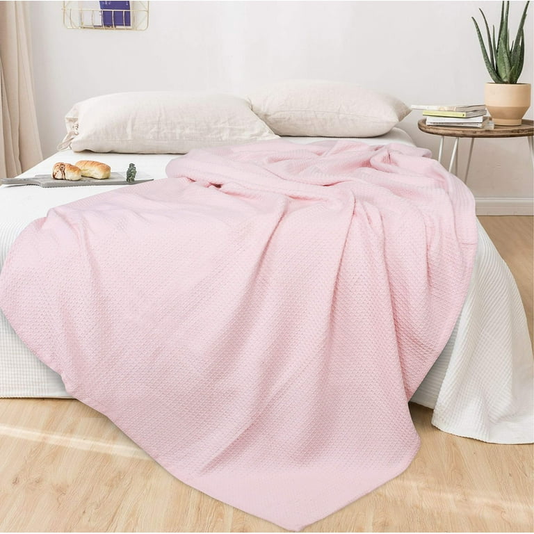 GLAMBURG 100% Cotton Thermal Blanket, Breathable Bed Blanket Queen Size,  Soft Waffle Blanket, Queen Blanket, All Season Cotton Blanket, Baby Pink -  Walmart.com