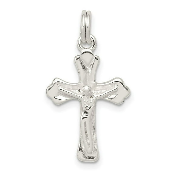 925 Sterling Silver Textured Polished Religious Faith Cross Charm Pendant Necklace Measures 28x15mm Wide - Bead Charm fo