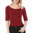 thumbnail image 3 of MODA NOVA Juniors Half Sleeves Scoop Neck Fitted Layering Top T-Shirt, 3 of 7