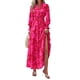 thumbnail image 1 of Vestido PRETTYGARDEN Floral Maxi Manga Larga Cuello en V Rojo M, 1 of 8
