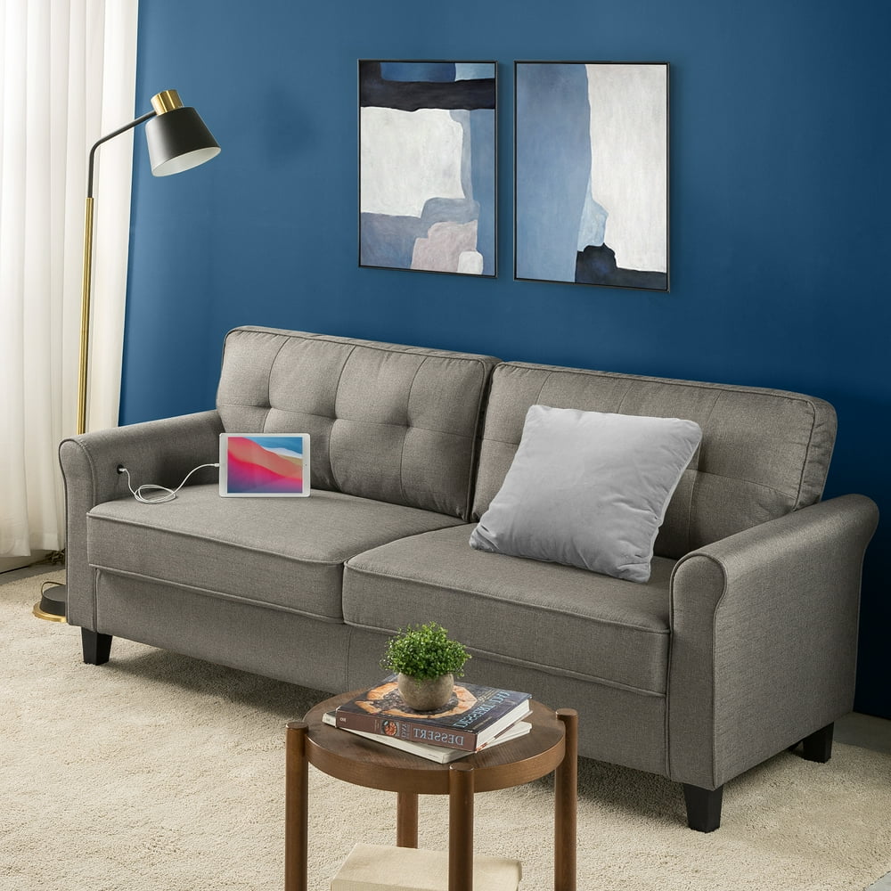Zinus Sayan Sofa with USB Ports, Sand Grey