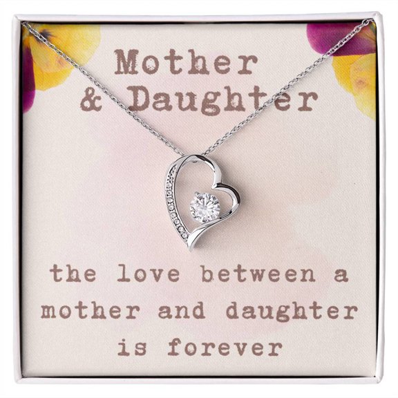Mother Daughter Necklace Daughter Christmas Gifts from Mom Birthday Gift Mothers Day Gifts from Daughter The Love Between Mother and Daughter is Forever Mom Heart Forever Love Necklace