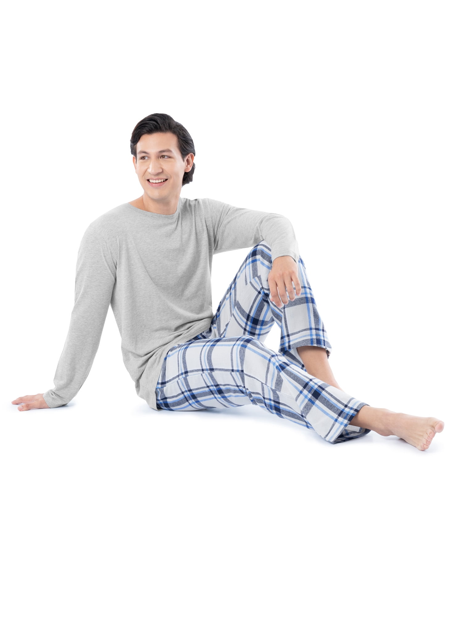 Fruit of the Loom Men's Jersey Knit Top and Flannel Pajama Pants Set, 2-Piece, Sizes S-5XL
