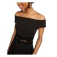 thumbnail image 3 of B DARLIN Womens Black Embellished Off Shoulder Mini Formal Fit + Flare Dress 3\4, 3 of 4